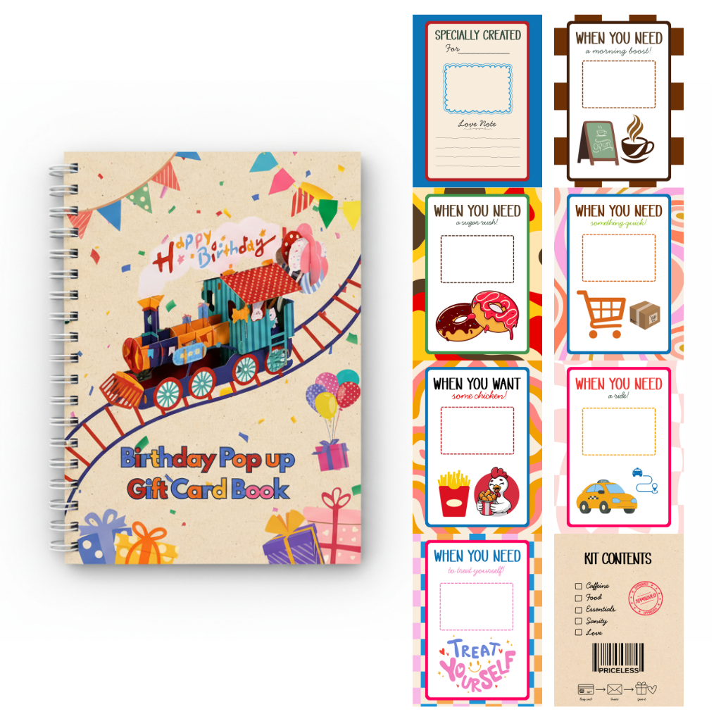 Birthday Pop-up Gift Card Book with its nine fill-in gift card pages